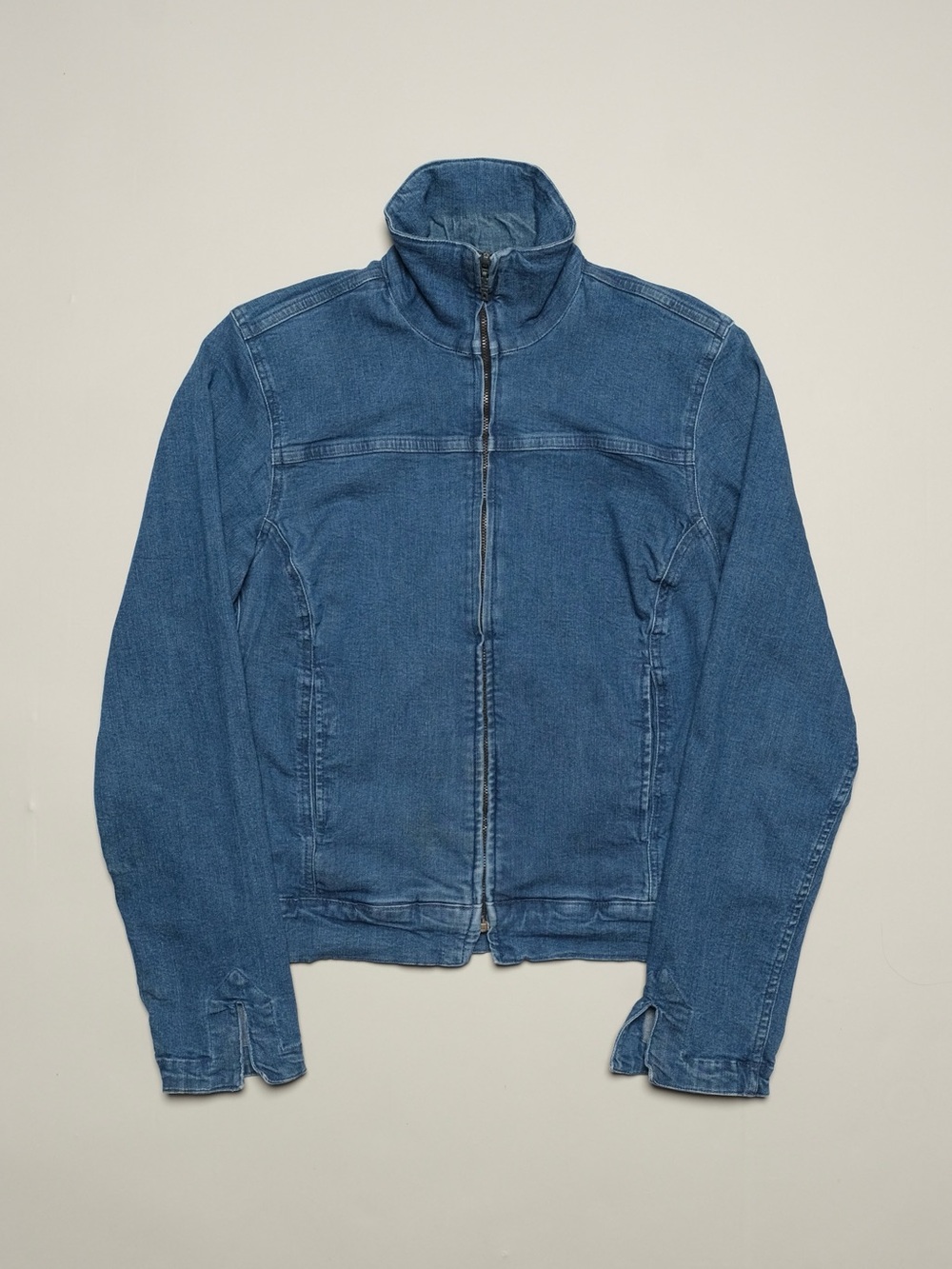 Y2K Vintage Stand Collar Full Zip Denim Jacket - Size S